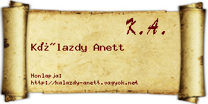 Kálazdy Anett névjegykártya